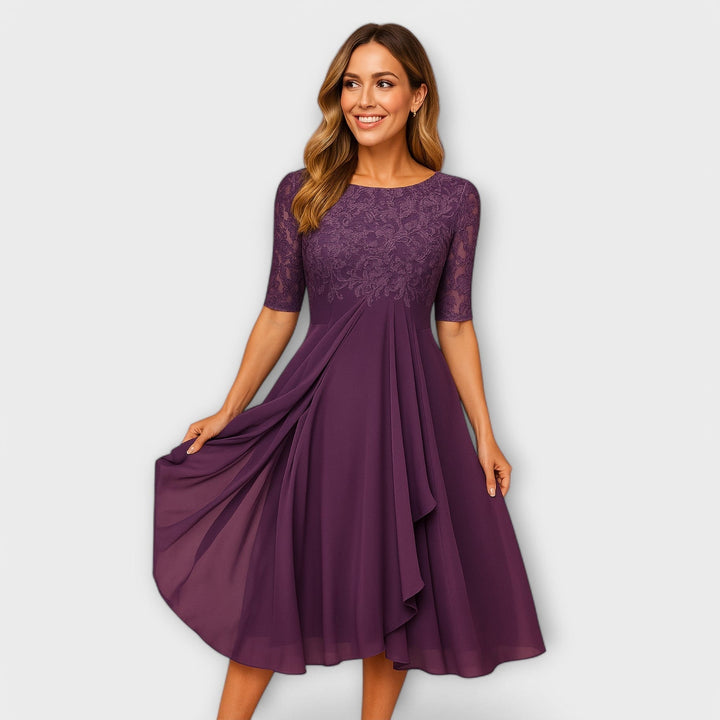 Martyna - Midi Dress With Lace Sleeve