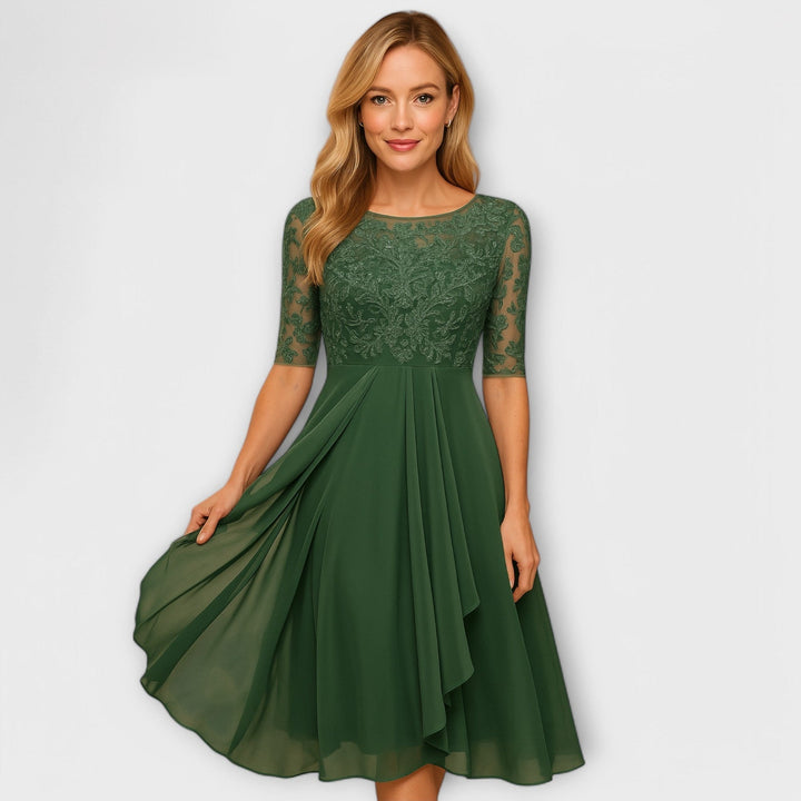 Martyna - Midi Dress With Lace Sleeve