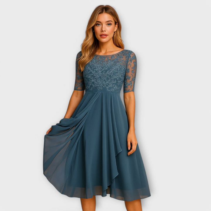 Martyna - Midi Dress With Lace Sleeve