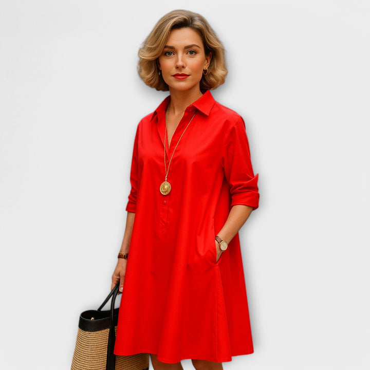 Giolanta - Modern V-Neck Shirt Dress
