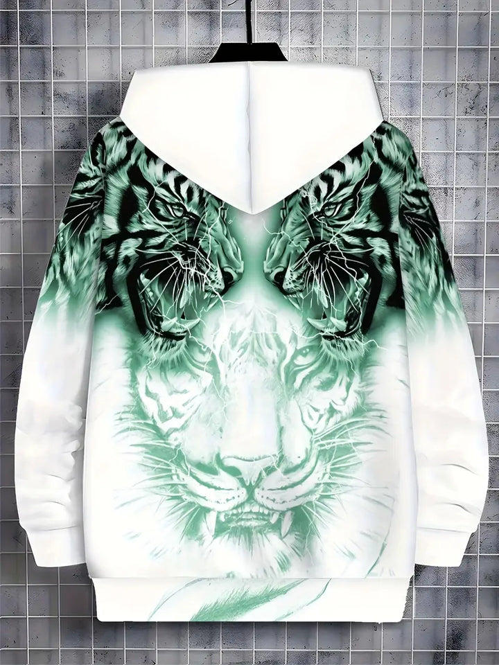 Murillo - Casual Long Sleeve Hoodie Jacket With Tiger Print