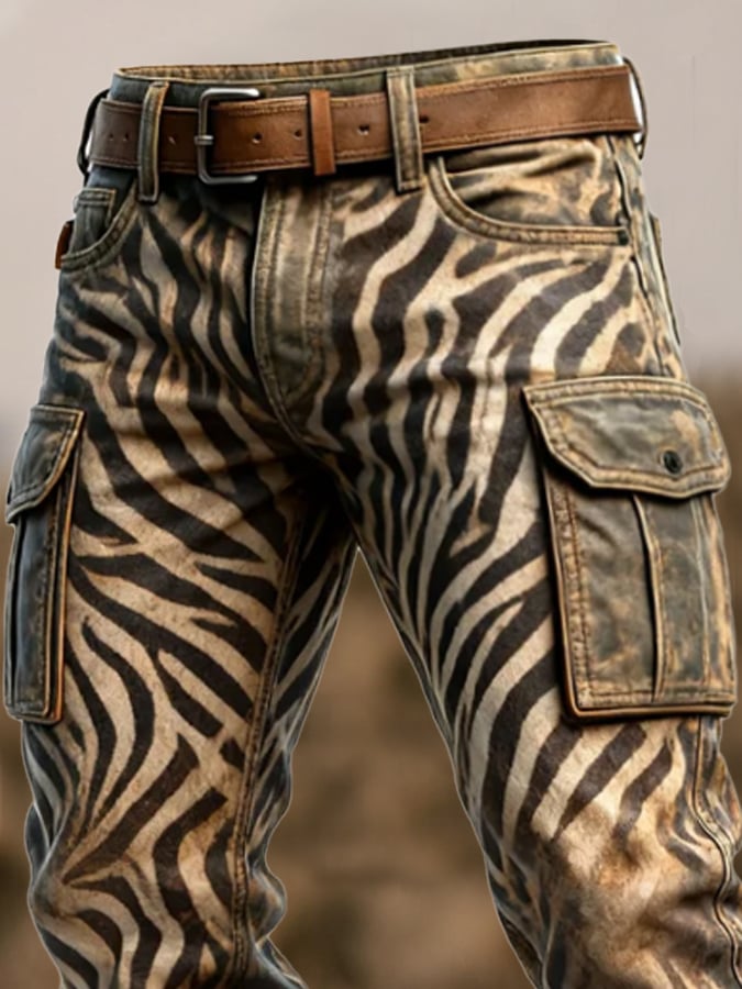 Duckett - Vintage Zebra Print Multi-Pocket Pant