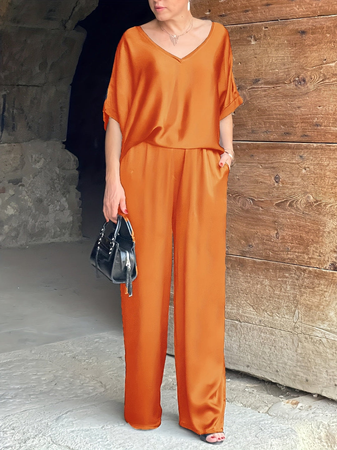 Ashlee - Elegant Short Sleeve Two Piece Set