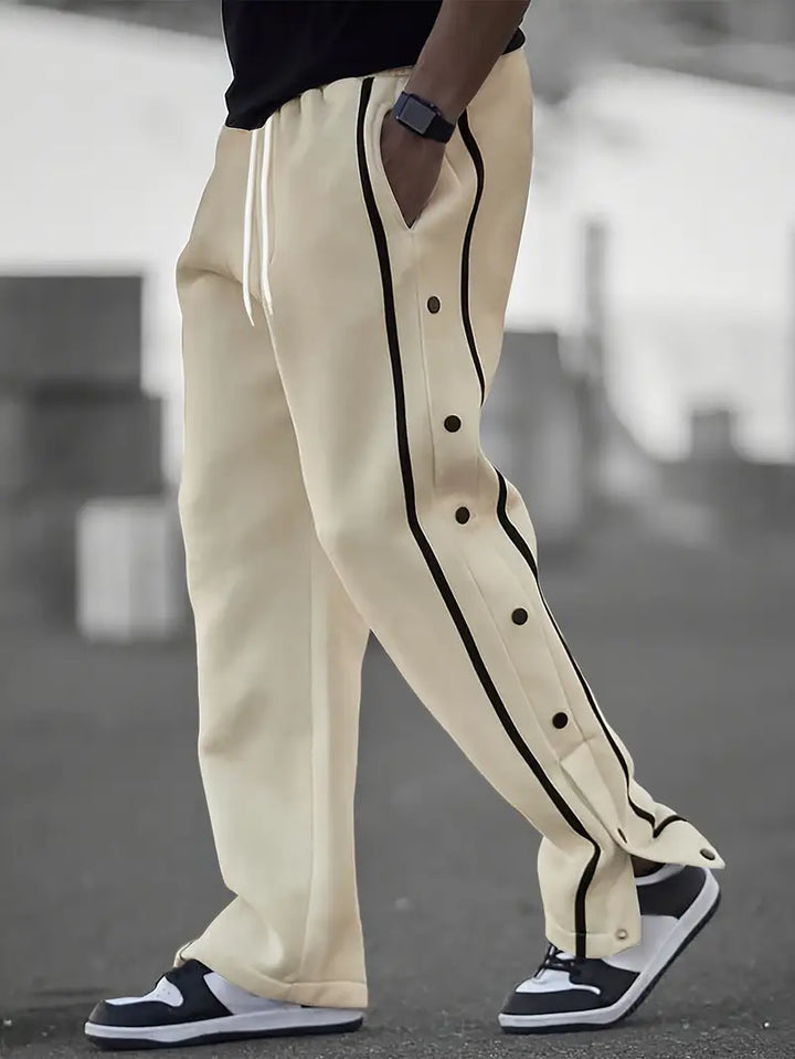 Mendis - Casual Sport Straight-Leg Pant With Snap Button