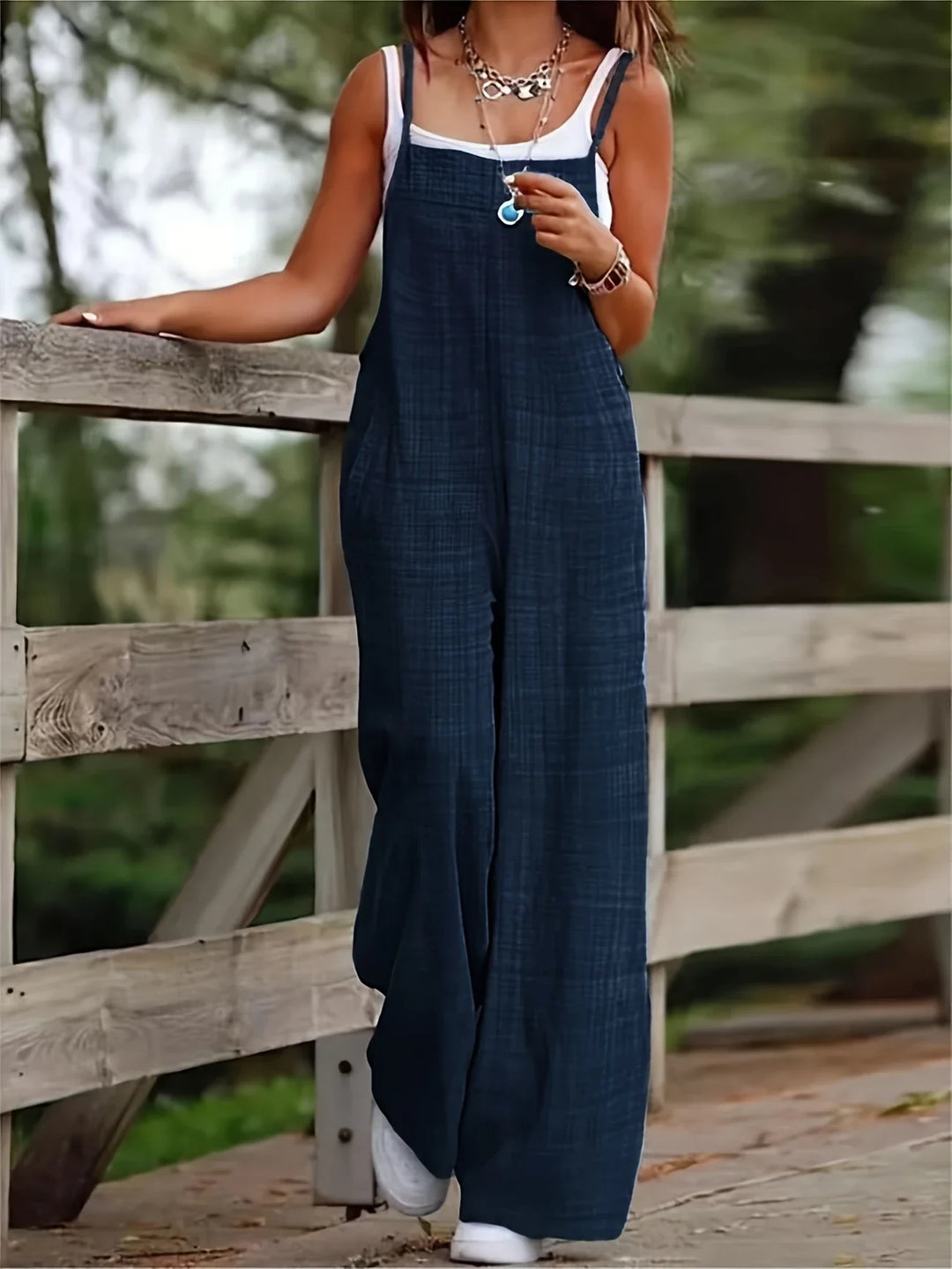 Annia - Casual Wide Leg Overalls With Pockets