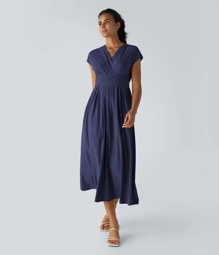 Wilhelmine - Elegant High Waisted Wrap Dress