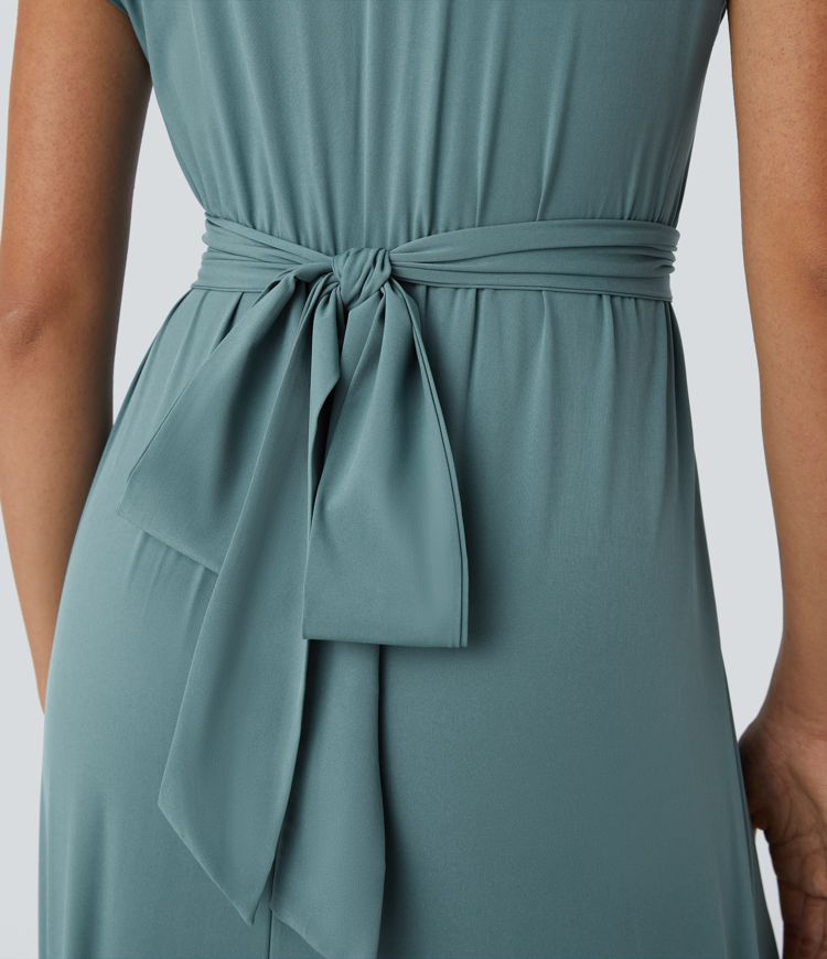 Wilhelmine - Elegant High Waisted Wrap Dress