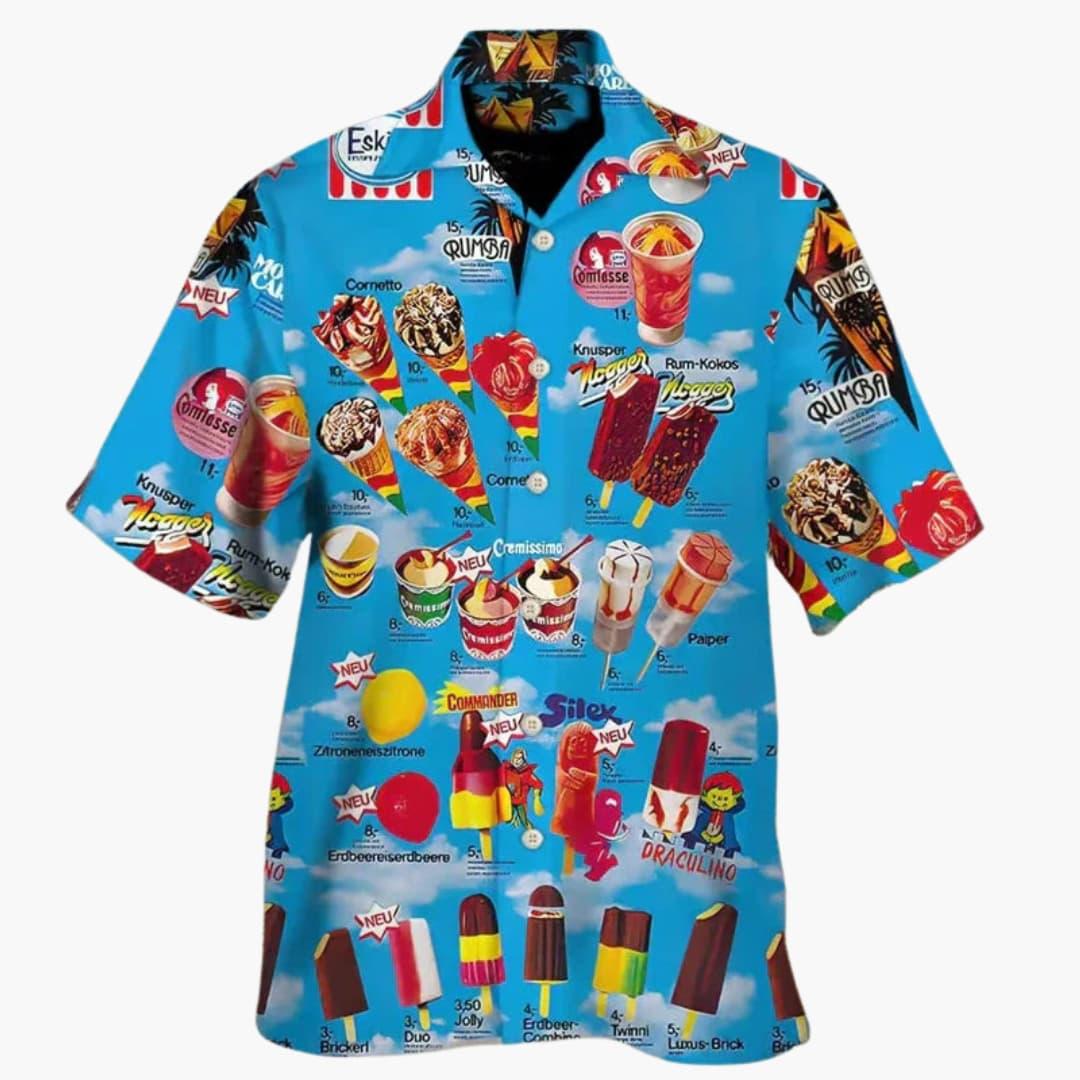 Lubomir - Elegant Summer Shirt With Ice Cream Print