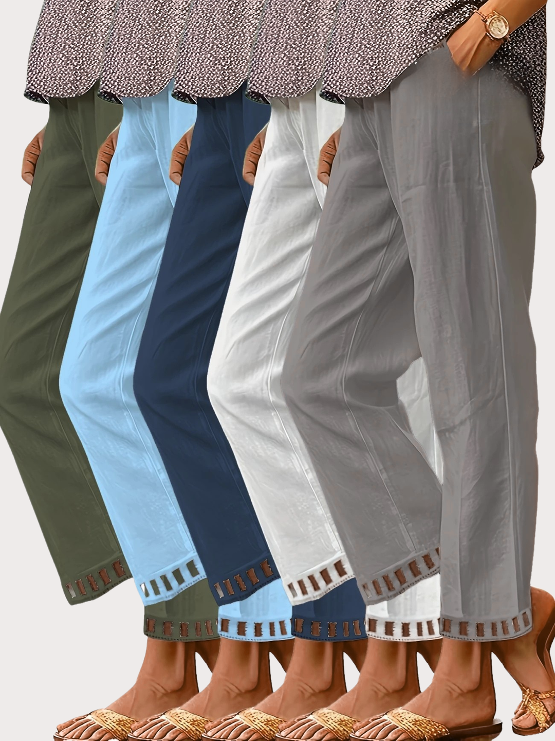 Tracey - Contrast Trim Cropped Pants