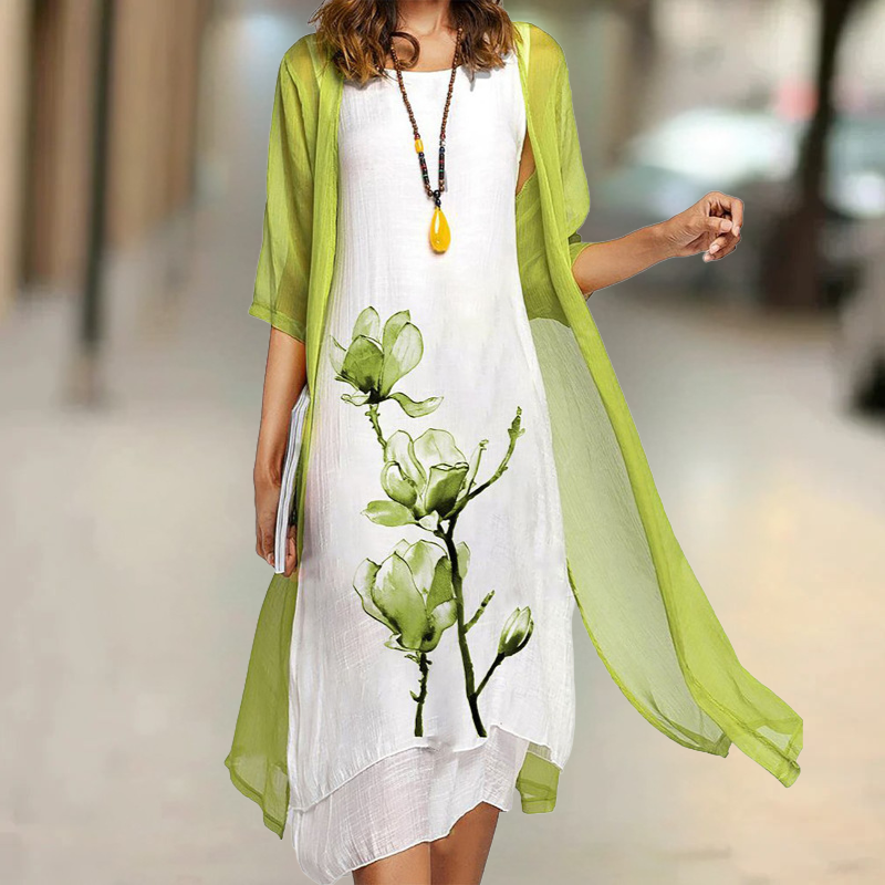 Nasira - Round Neck Long Cotton Dress