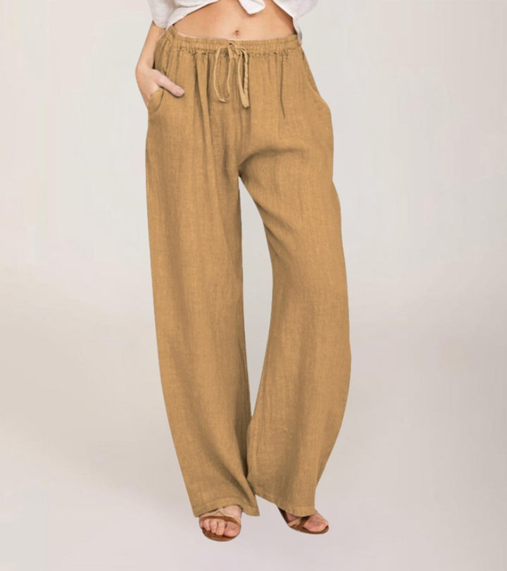 Maialen - Linen Wide Leg Trousers For Summer