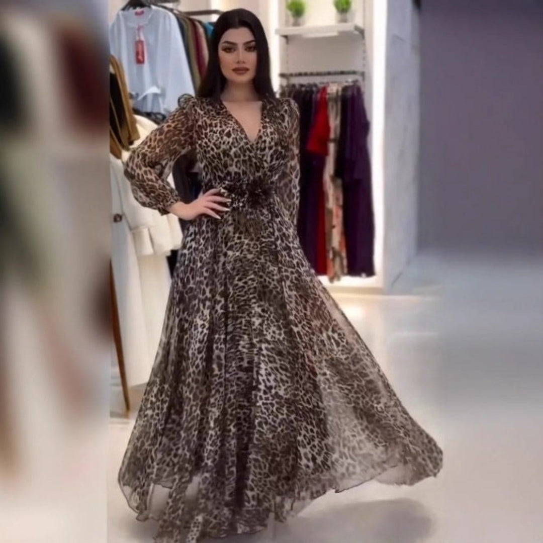Nalera - Elegant Leopard Print Mxi Dress