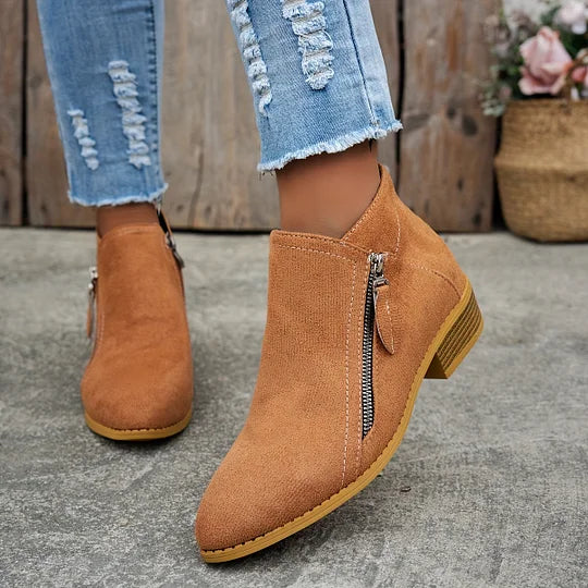 Farah - Orthopedic Leather Ankle Boots With Zipper