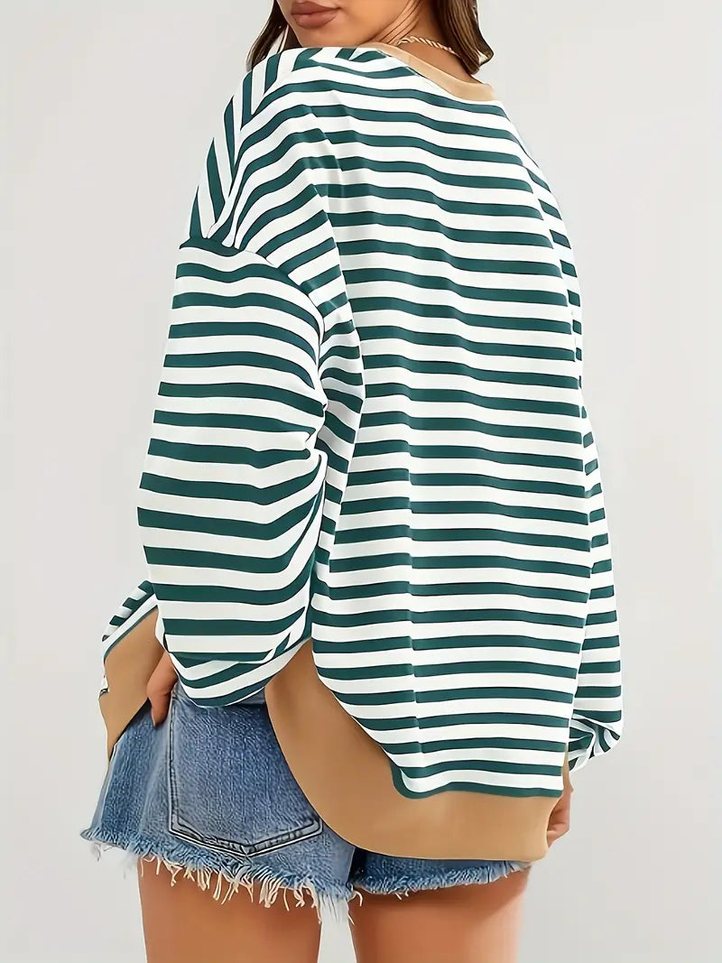 Nirina - Long Sleeve Striped Print Shirt