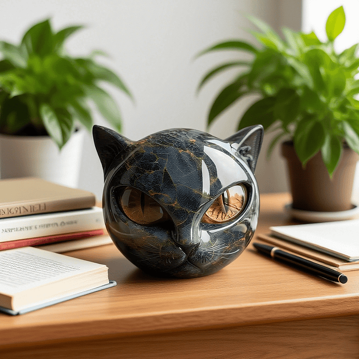 NyxCharm - Mystic Black Cat Head Sculpture