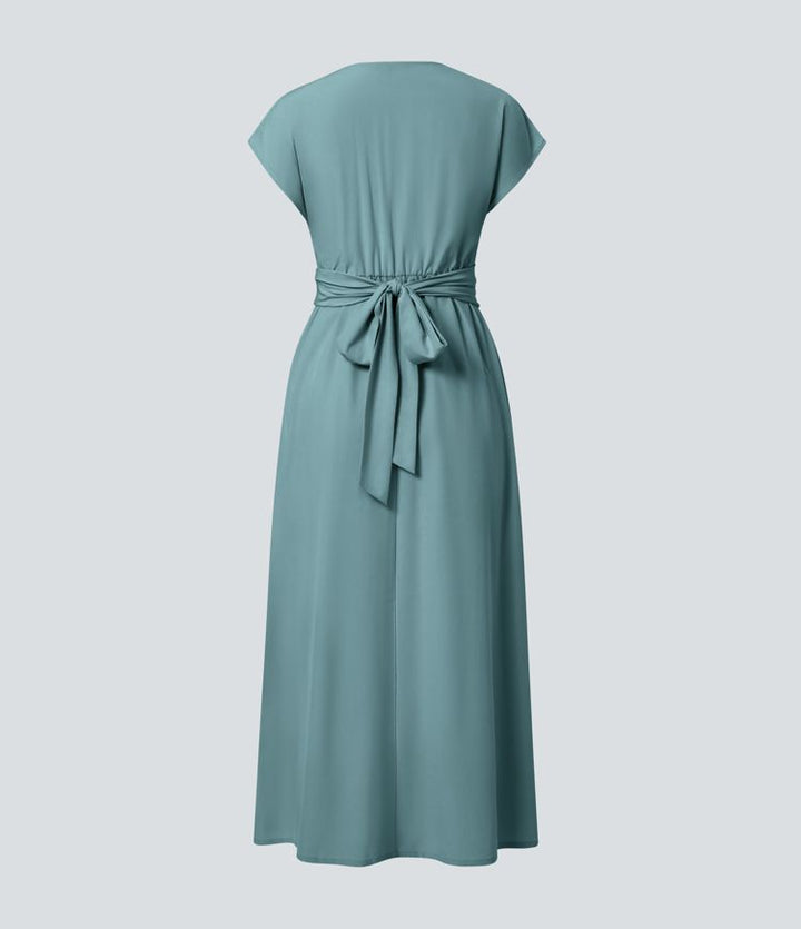 Wilhelmine - Elegant High Waisted Wrap Dress
