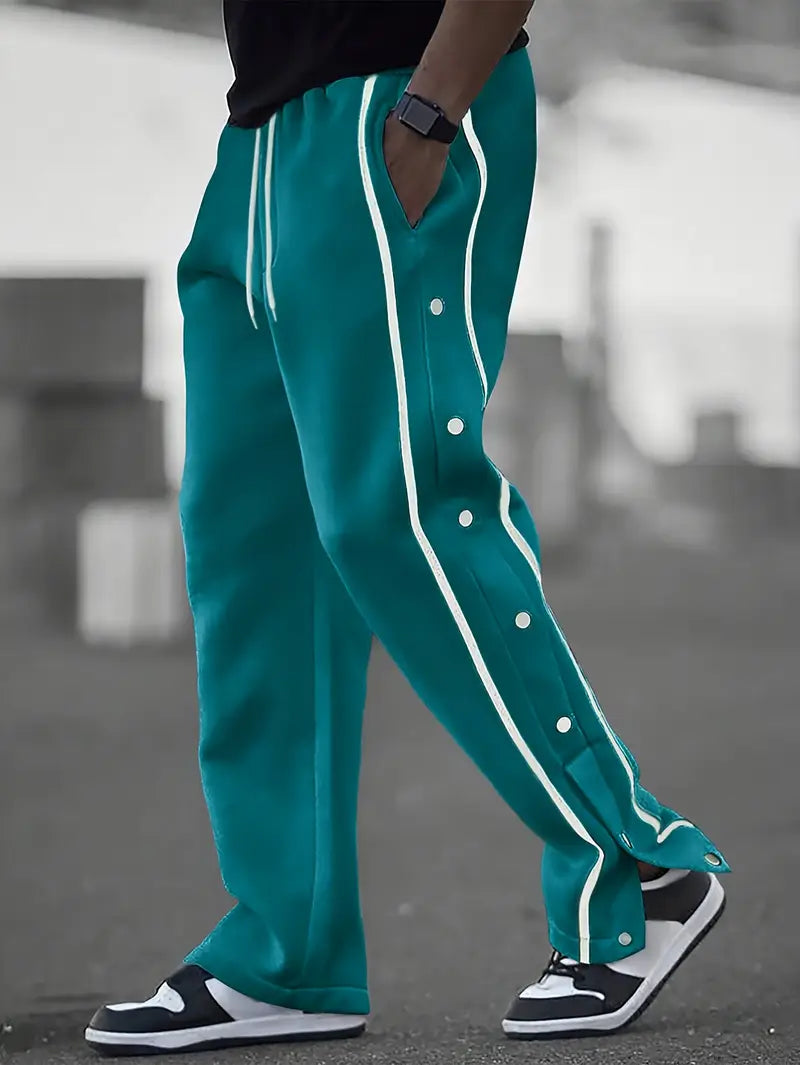 Mendis - Casual Sport Straight-Leg Pant With Snap Button