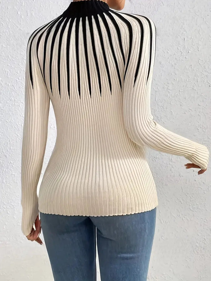 Maider - Elegant Long Sleeve Sweater With High Neck