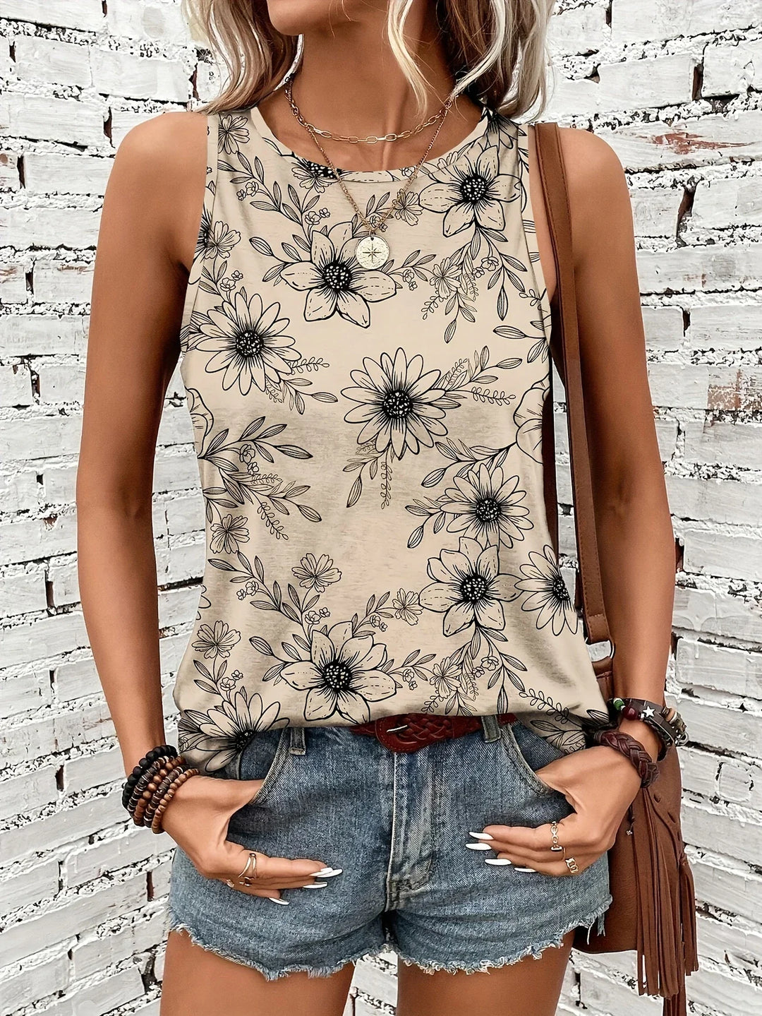 Lilou -  Casual Summer Top With Floral Print