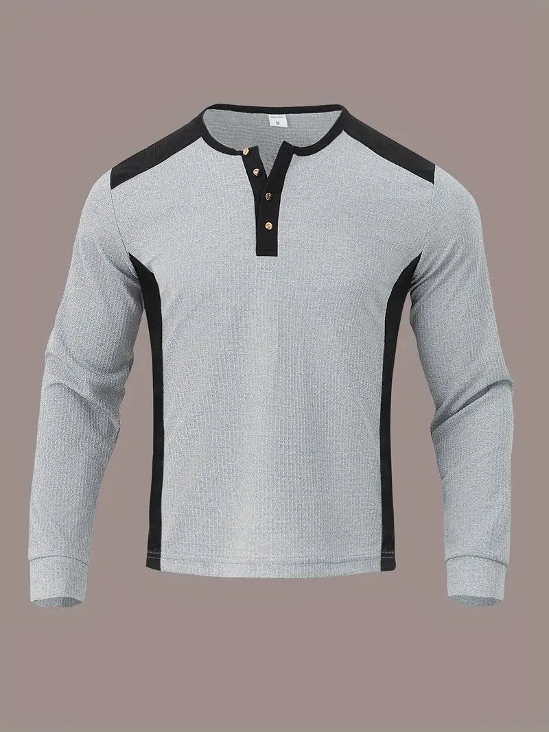 Kyran - Waffle Long Sleeve Henley Shirt