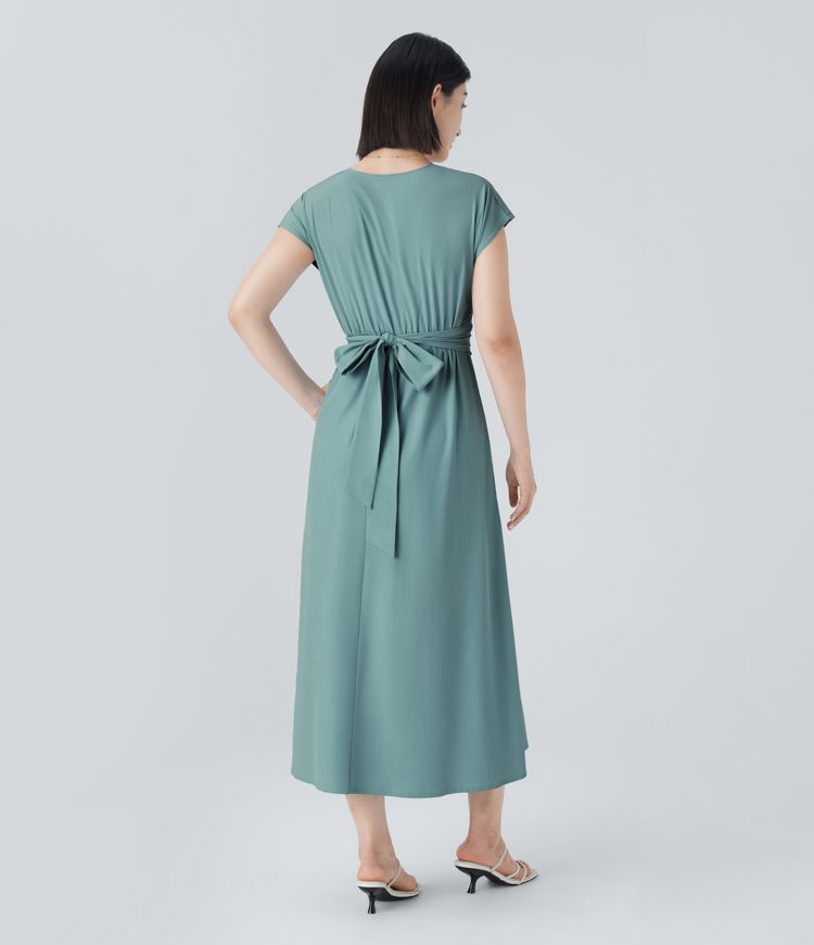 Wilhelmine - Elegant High Waisted Wrap Dress
