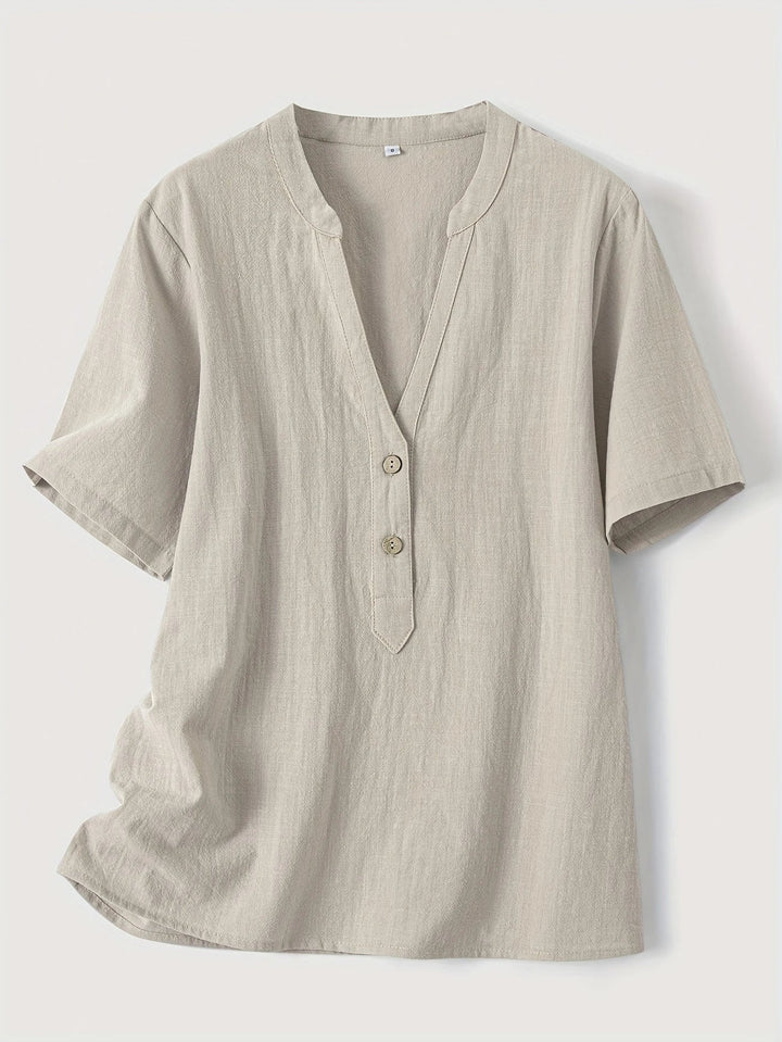Nerida - Fashionable V-neck And Short Sleeve Blouse
