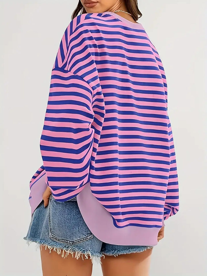 Nirina - Long Sleeve Striped Print Shirt