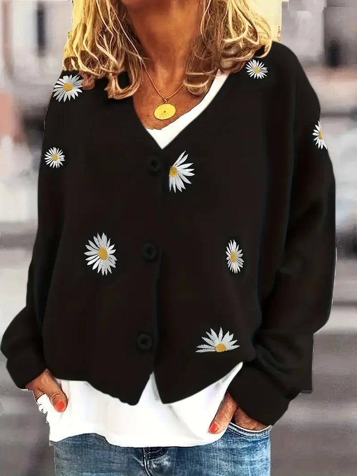 Korina - Elegant Long Sleeve Cardigan With Button