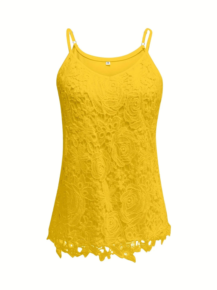 Juna - Elegant Sleeveless Lace Top With V Neck