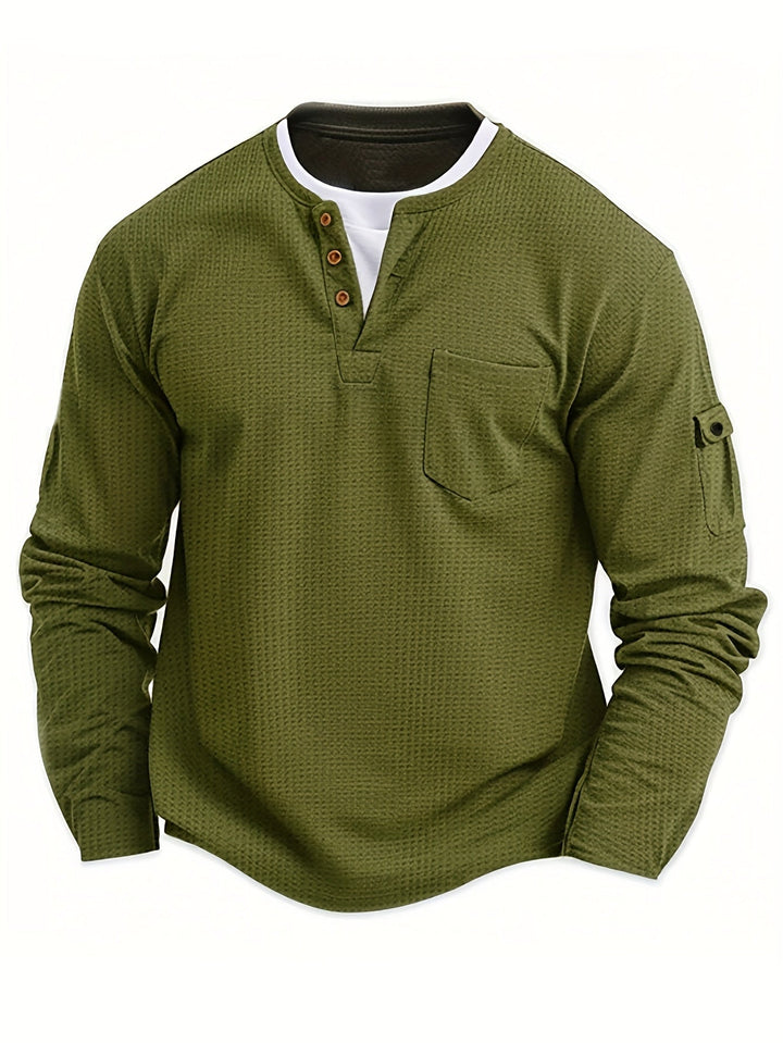 Wladimir - Long Sleeve Polo Shirt With Button And Pocket
