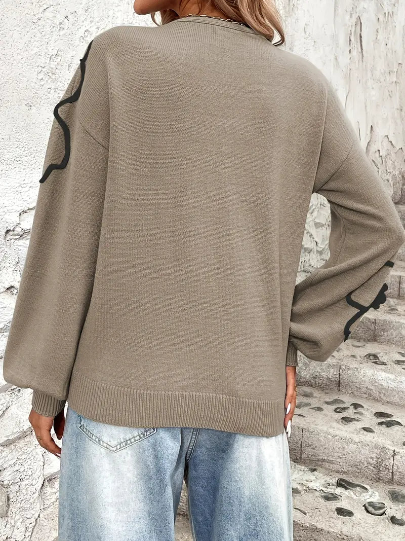 Semira - Long Sleeve Sweater With Floral Embroidery