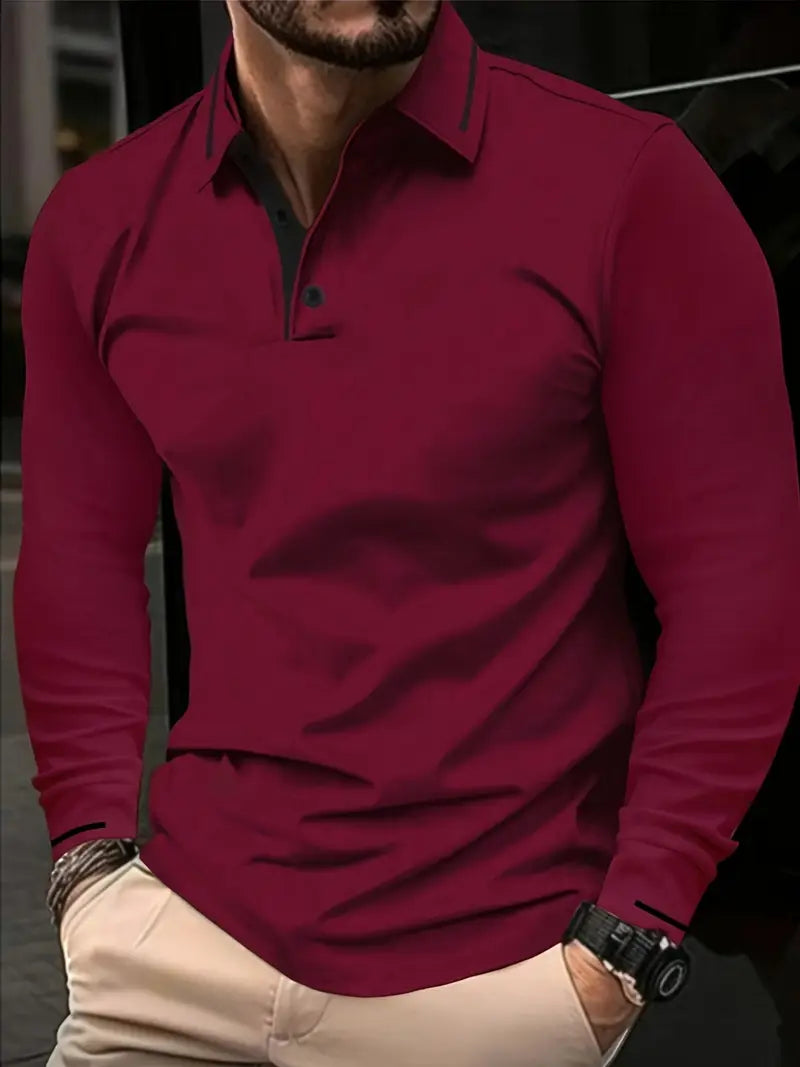 Karunaratne - Stylish Long Sleeve Polo Shirt