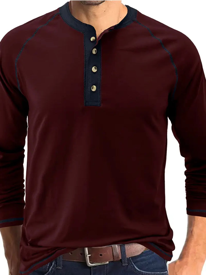 Sharma - Long Sleeve Crew Neck Henley Shirt