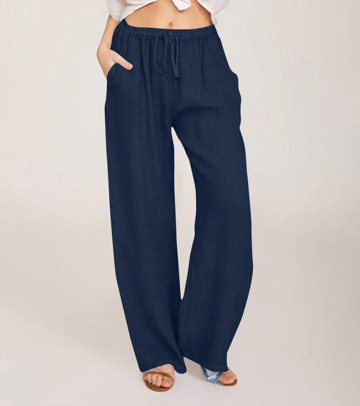 Maialen - Linen Wide Leg Trousers For Summer