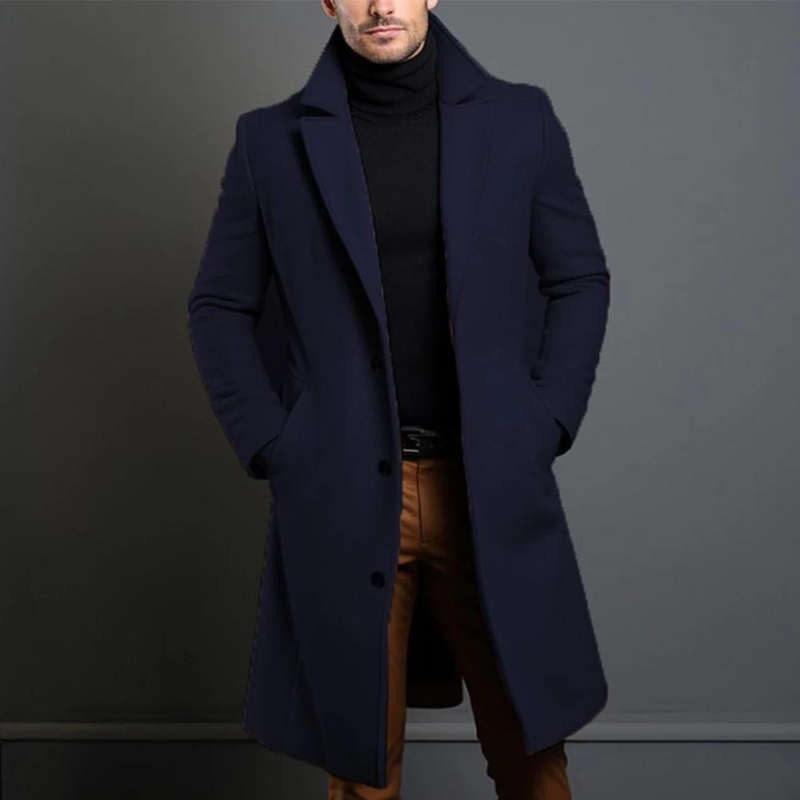 Laurens - Long Sleeve Wool Coat With Pockets