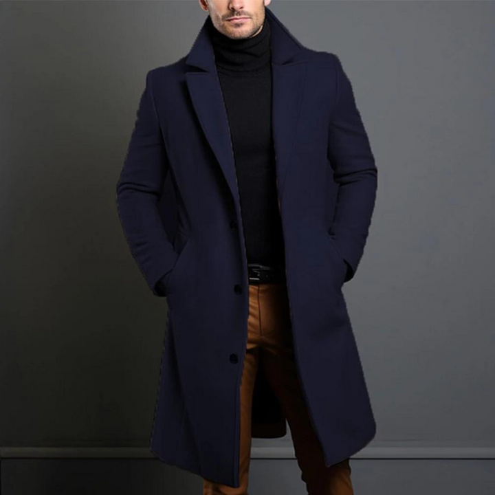 Laurens - Long Sleeve Wool Coat With Pockets