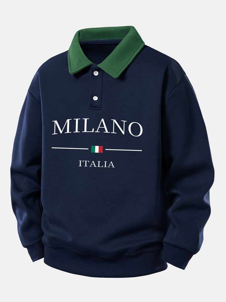 Gideon - Milano Print Contrast Polo Sweatshirt