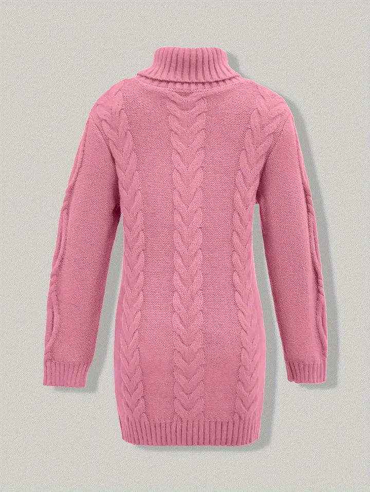 Narda - Chunky Cable Knitted Turtleneck Dress