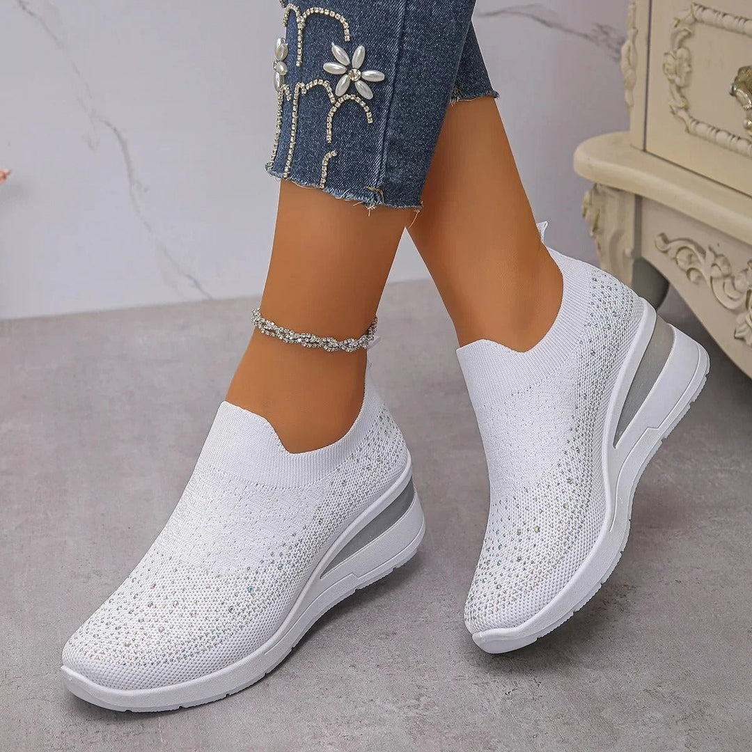 Loretha - Orthopedic Wedge Sneakers With Mesh Crystal
