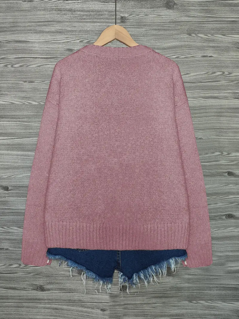 Urvana - Cat Print Long Sleeve Sweater