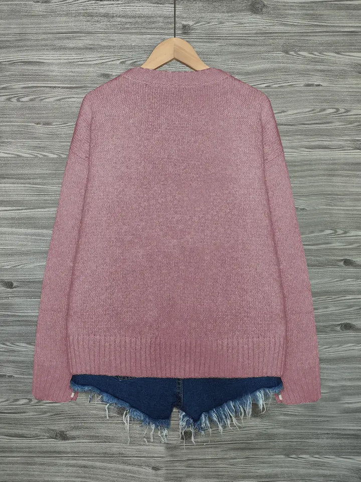 Urvana - Cat Print Long Sleeve Sweater