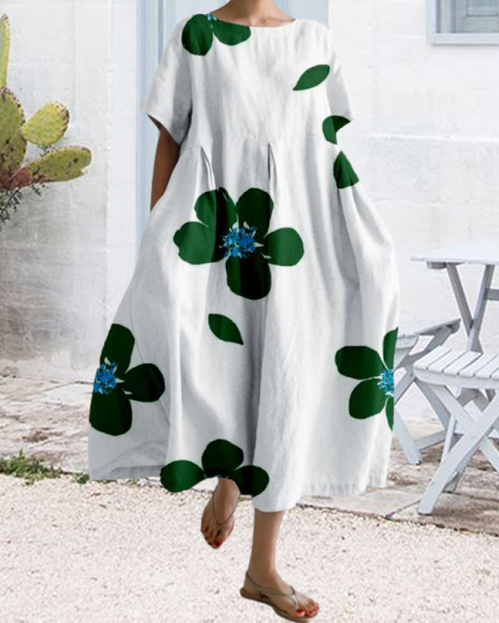 Ruzana - Loose Printed Dress with Short Sleeves