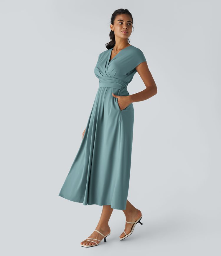 Wilhelmine - Elegant High Waisted Wrap Dress
