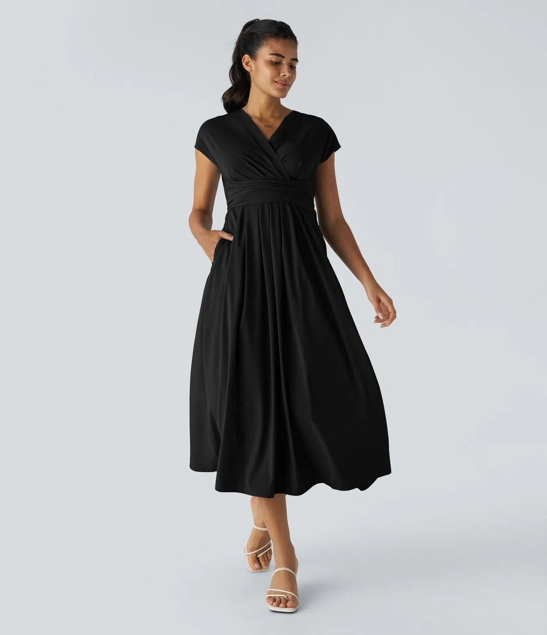 Wilhelmine - Elegant High Waisted Wrap Dress