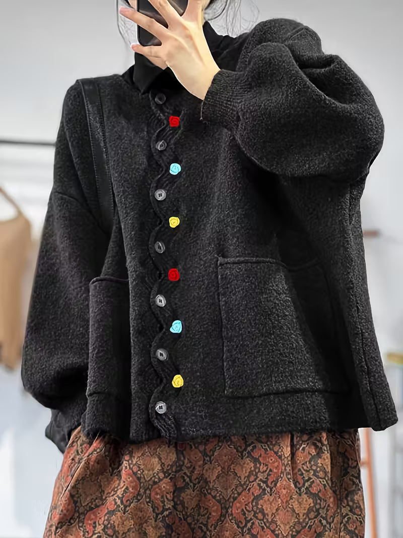 Kynza - Oversize Cardigan With Colorful Button Front