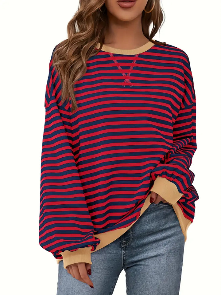 Nirina - Long Sleeve Striped Print Shirt