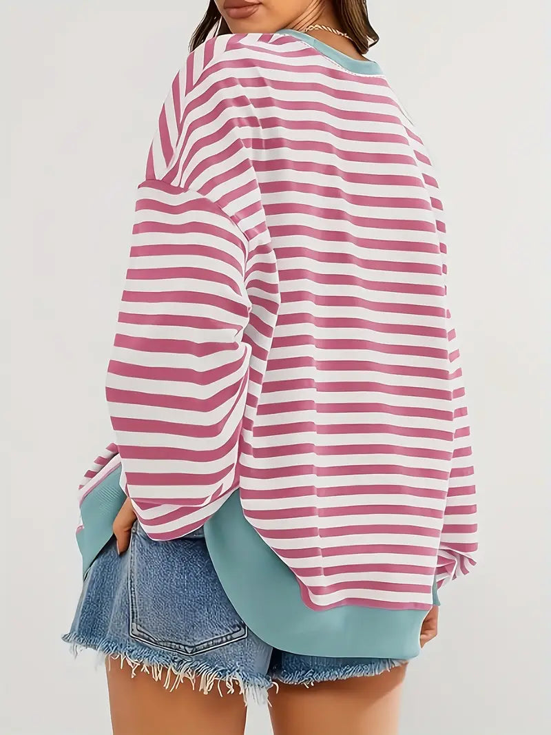 Nirina - Long Sleeve Striped Print Shirt