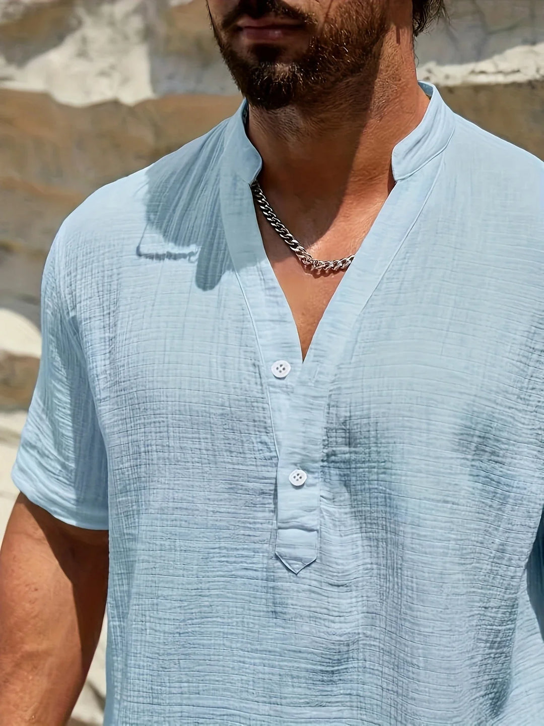 Sancho - Elegant Summer Shirt With Stand Collar
