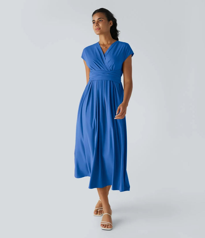 Wilhelmine - Elegant High Waisted Wrap Dress