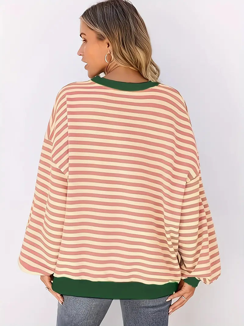 Nirina - Long Sleeve Striped Print Shirt